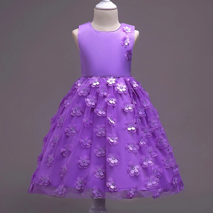 Новинка платье принцессы без рукавов с маленькими цветами для маленьких девочек