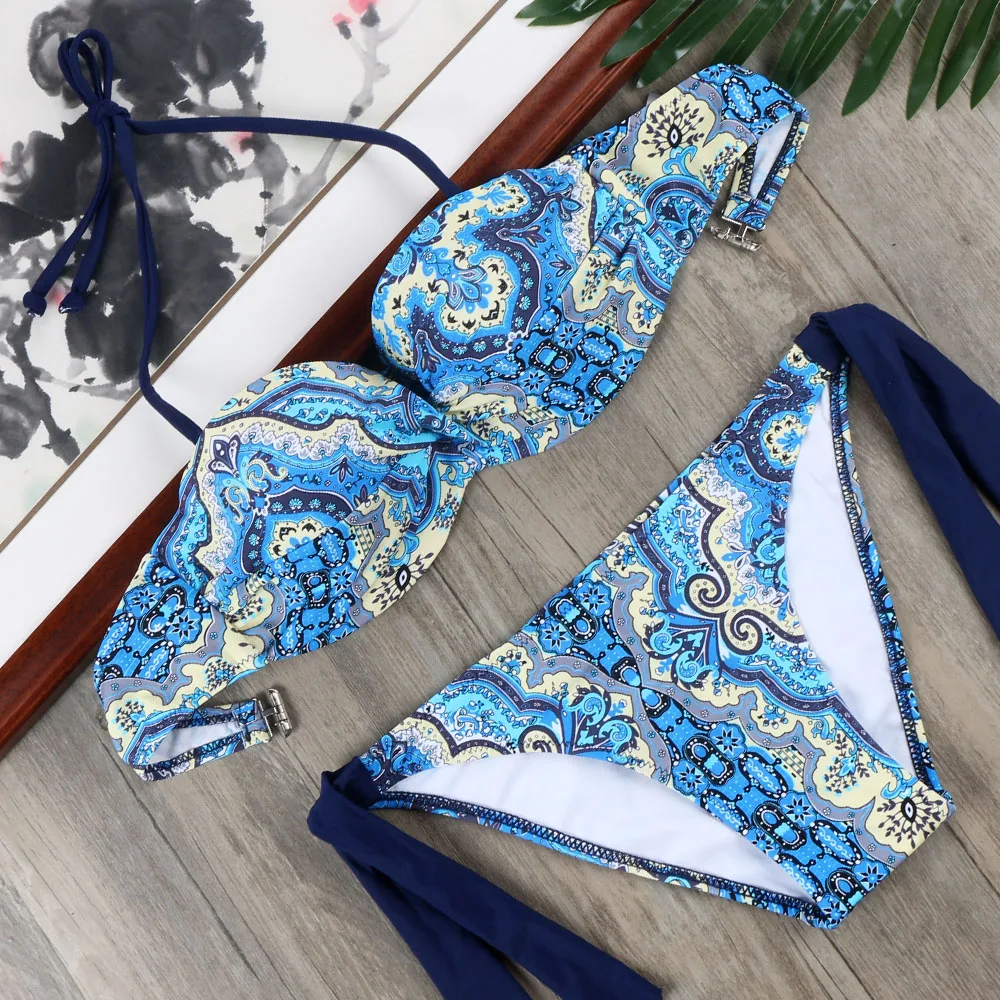 Винтажный тотемный бикини бандаж набор Пуш-ап бикини купальник Maillot De Bain Biquini купальные костюмы купальный костюм для женщин купальники