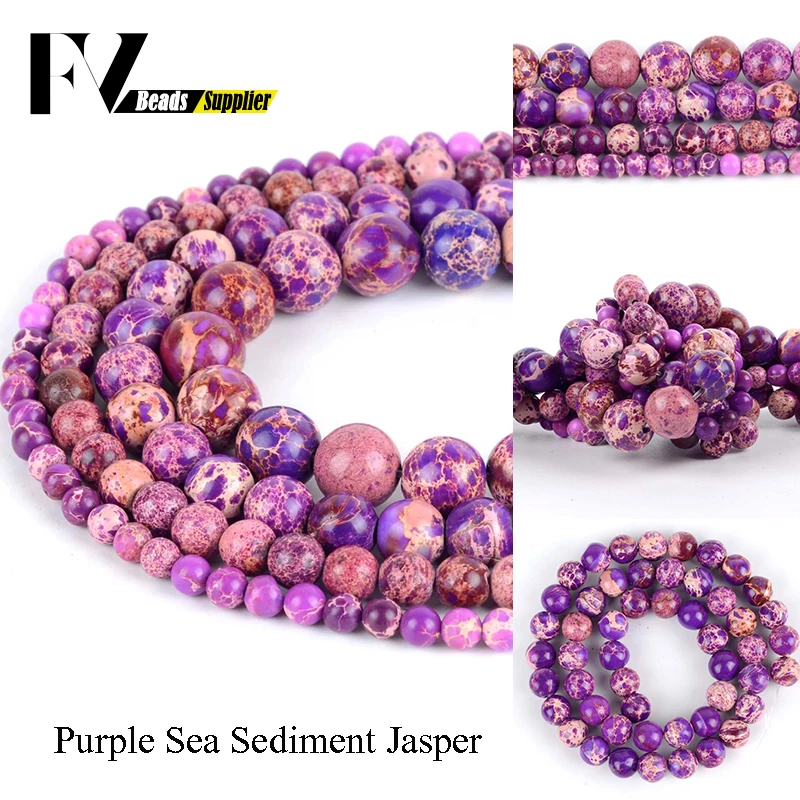 

Natural Purple Sea Sediment Imperial Jaspers Round Beads for Jewelry Making 4mm-10mm Gem Stone Spacer Beads Diy Jewellery 15inch