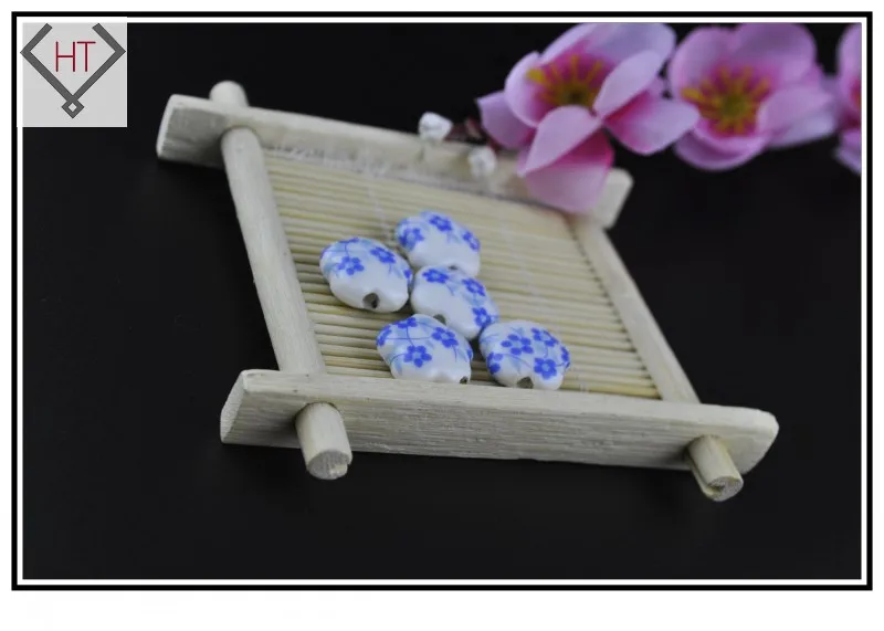 Aliexpress Горячие китайские синие цветы сливы керамические фарфоровые печать бусины