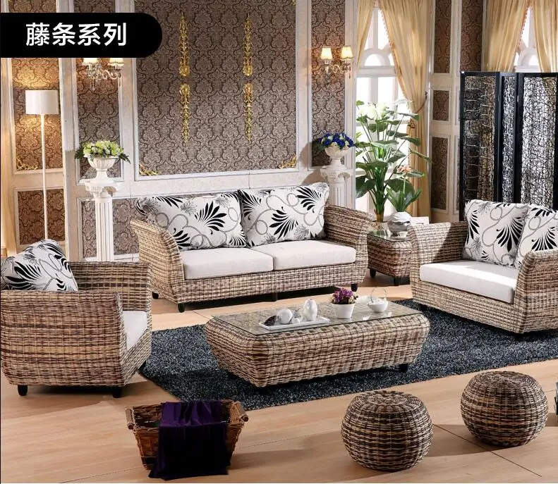 

2018 new style design ratten sofa living room furniture 302