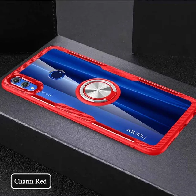Чехол mi 9 для Xiaomi mi 9 SE чехол Роскошный прозрачный PC+ углеродное волокно полное защитное кольцо для Xioa mi 9se чехол Caque Fundas - Цвет: Красный