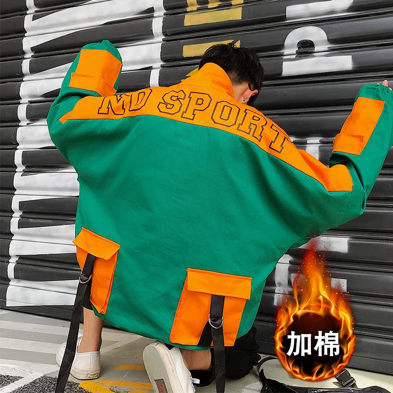 Ветровка мужская оверсайз в стиле пэчворк винтажный пуловер модная уличная