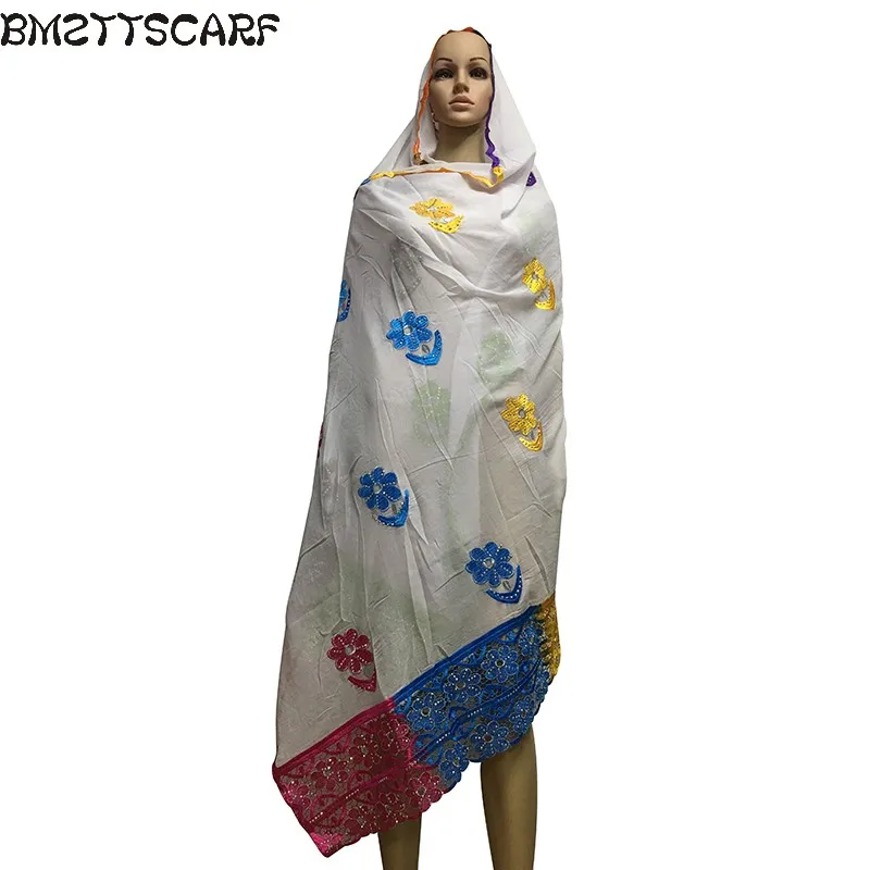 2019 последняя африканская Женская шаль головной платок мусульманок с вышивкой
