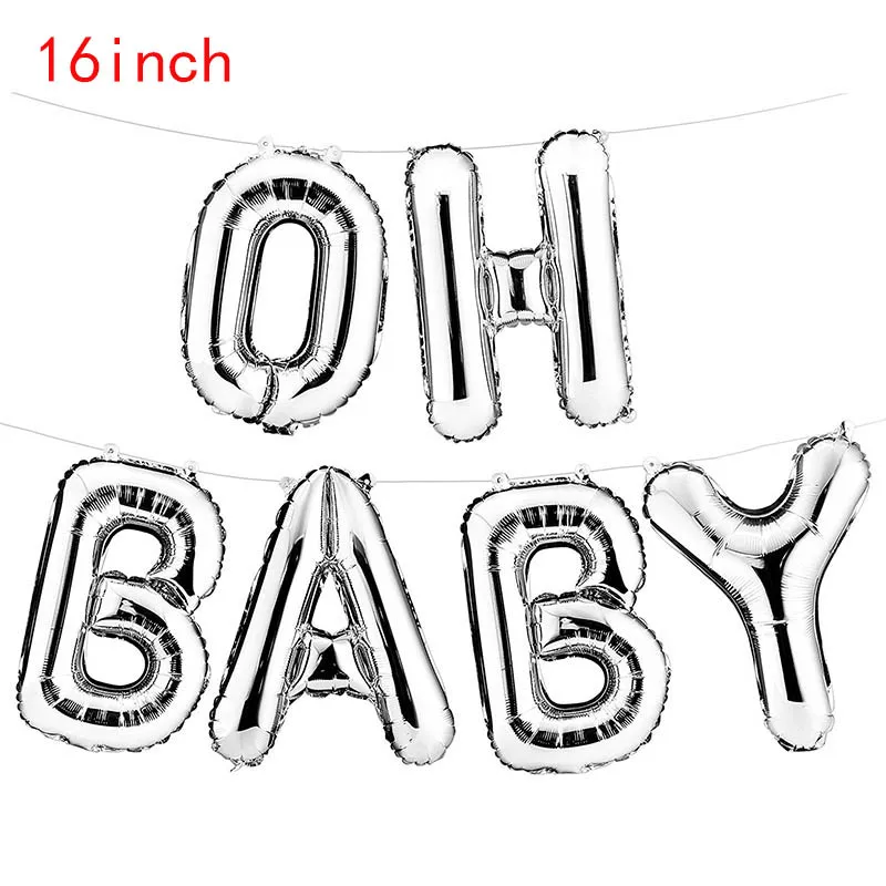 silver oh baby Шар цвета розового золота письмо фольги Воздушные шары Baby Shower 1st С Днем Рождения украшения дети взрослые партия поддерживает поставки - Цвет: silver oh baby