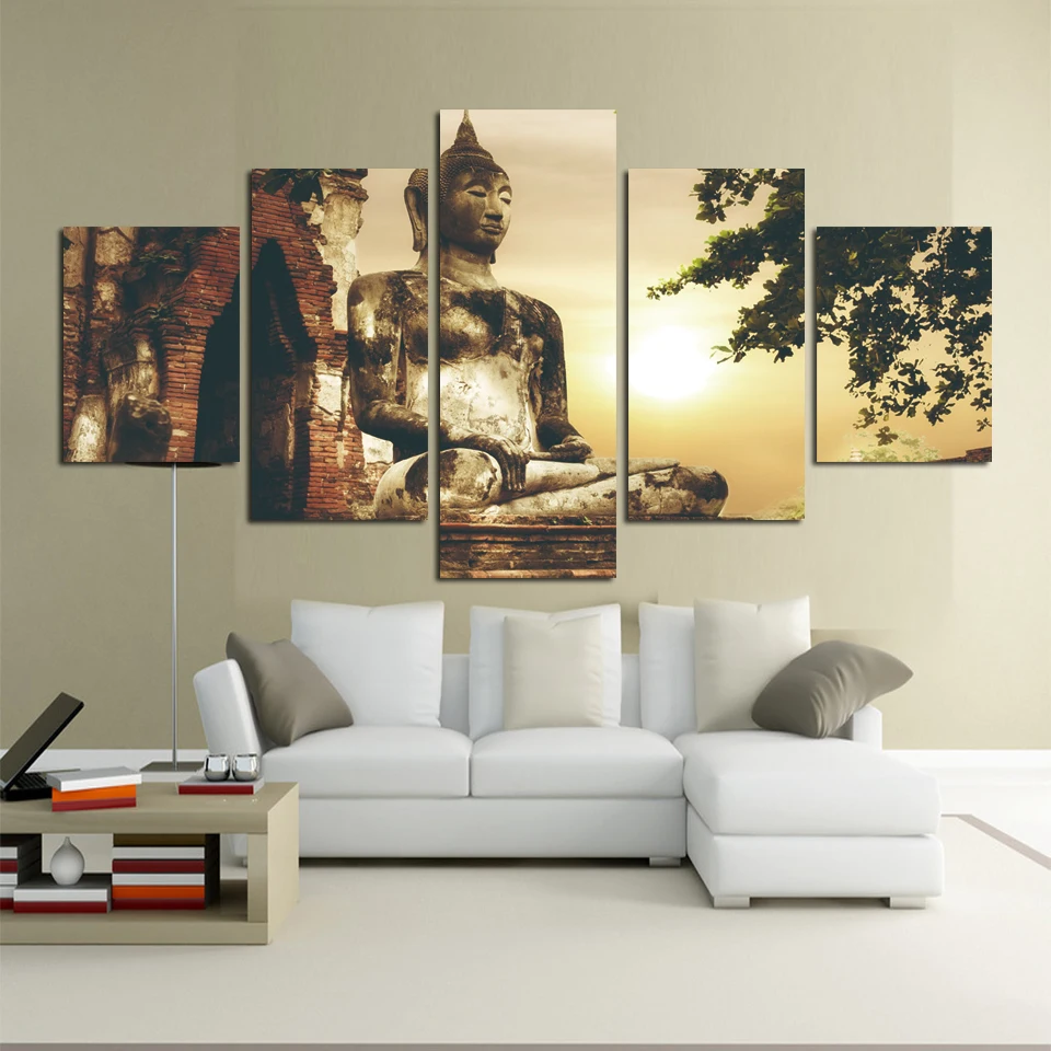 Модные Буддизм Будды Холст Картина Античная Буда и Защита от солнца картина
