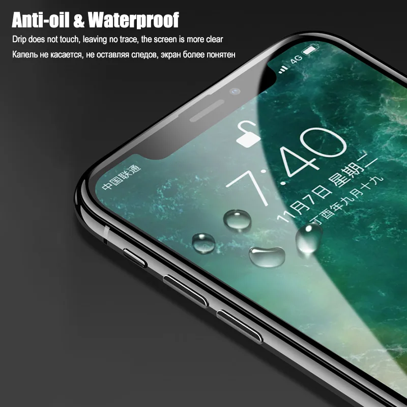 LuckGuard For iPhone X Tempered Glass 5D Full Cover Front 9H Screen Protector 6 6s 7 8 Plus iphone Film | Мобильные телефоны и