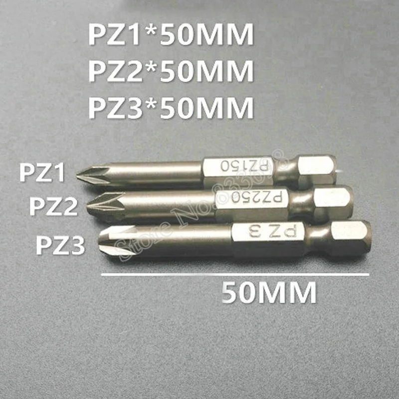 HRC60 3 шт. набор магнитных отверток Pozidriv Pozi PZ1 PZ2 PZ3 1/" хвостовик S2 электрическая дрель-отвертка бит инструменты