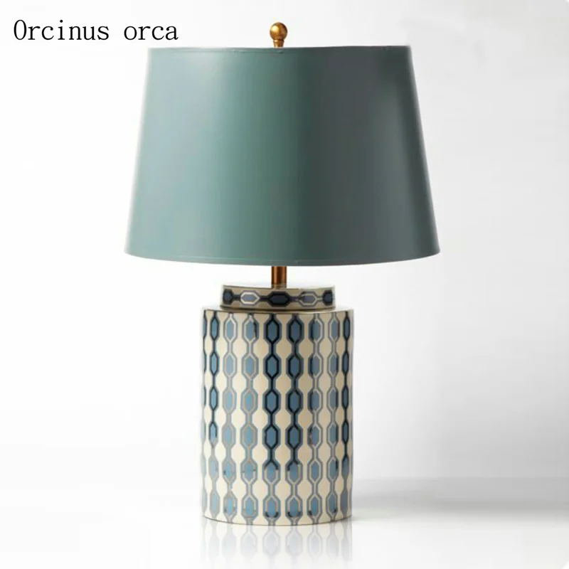 

European Pastoral Creative Colored Ceramic Table Lamp Living Room Bedside Lamp American Post-modern Country LED Table Lamp