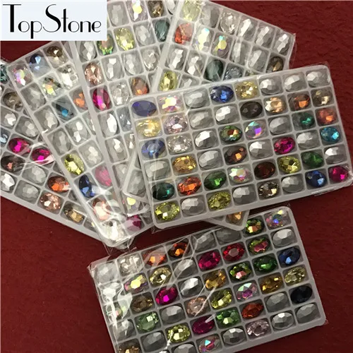 Topstone Овальный Необычные Камень смесь цветов 4x6,6x8,8x10,10x14,13x18,18x25,20x30 ММ Pointback Стекло кристаллы ювелирных изделий