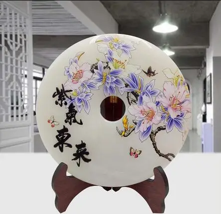 wonderful Chinese White Jade Carving Animal Butterfly Flower Pingan Bi Purple East | Украшения и аксессуары