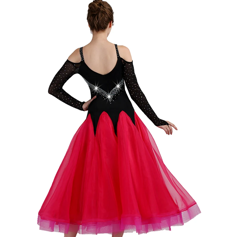 

Ballroom Competition Dance Dresses Women 2021 New Sexy Elegant Flamenco Dancing Skirt Black Color Standard Ballroom Dress
