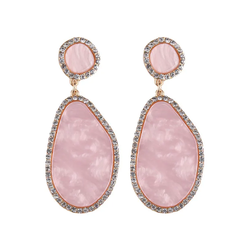 Pink 17 Girlgo ZA модные розовые полимерные акриловые цветочные Висячие серьги для женщин, свадебные ювелирные изделия, подарки для девушек, висячие серьги, популярные ins - Окраска металла: Pink 17
