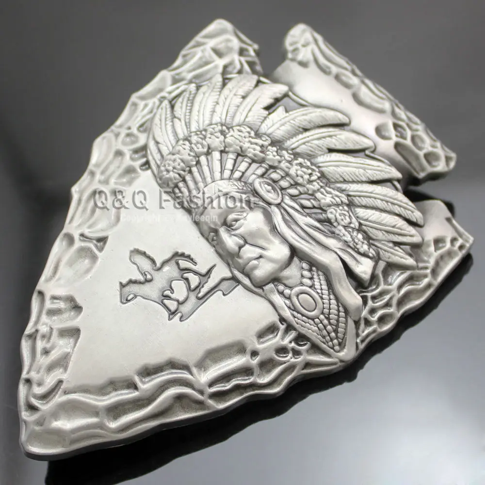 Винтажный посеребренный этнический 3d-пояс с индийской головой стрелы кожаный