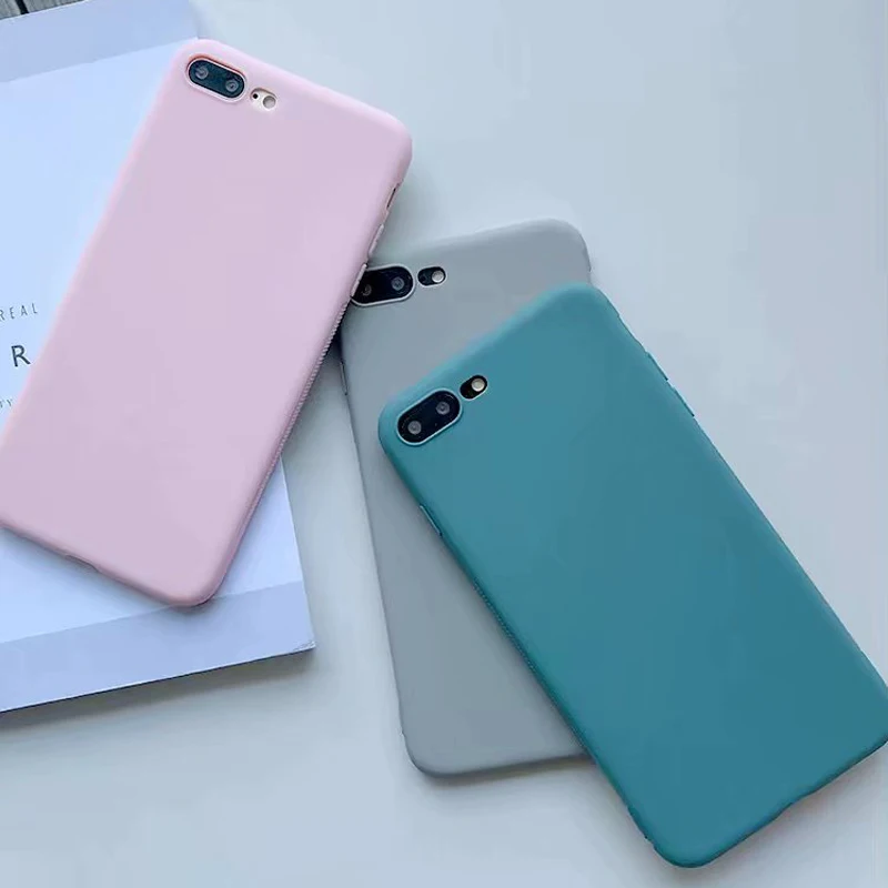 Милые простые однотонный яркий цвет телефон чехол для iPhone 6 6s 7 8 плюс Мягкие