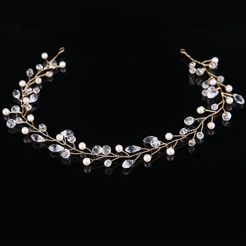 New Women Crystal Headbands Handmade Pearl Rhinestones Bride Hair Jewelry Elegant Wedding Headband Accessories Free shipping | Украшения и