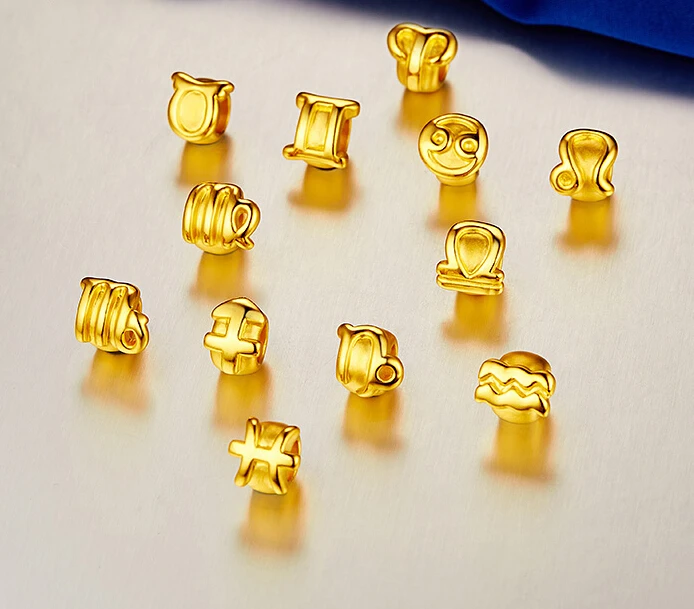 

Valuable Solid 24k Yellow Gold Bracelet/ 3D 12 constellation Knitted Bracelet 1pcs