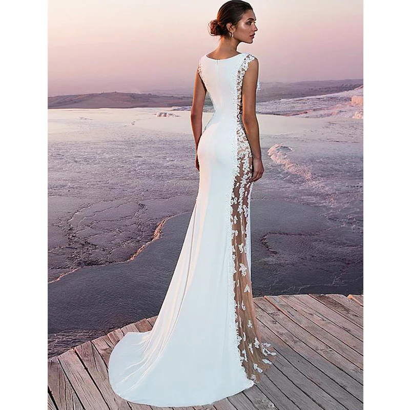Белое Кружевное длинное платье Vestidos женское макси свадебное прозрачное вечернее