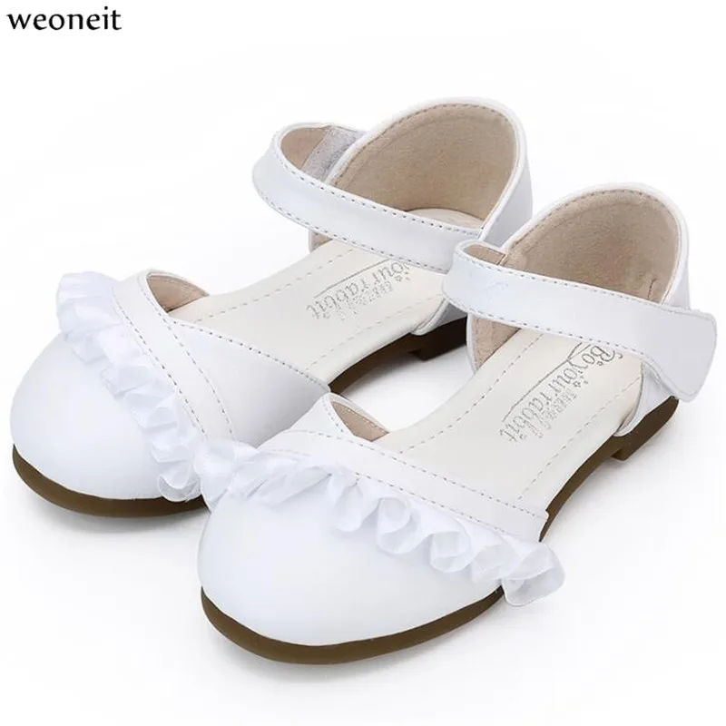 Летняя обувь Weoneit для девочек туфли принцессы с оборками на плоской подошве