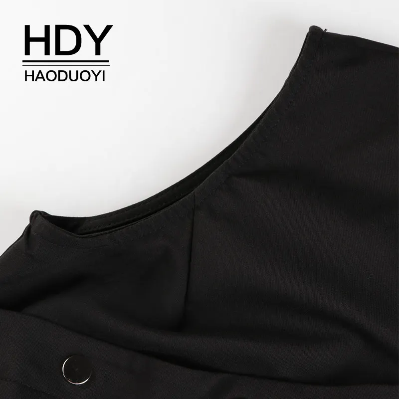 HDY Haoduoyi женские комбинезоны без рукавов черные длинные Комбинезоны с боковыми
