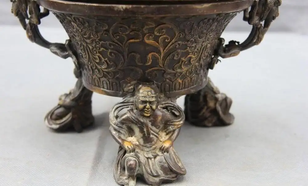 11 Китайский буддизм медный Бронзовый Три небесных царя Бог благовония горелки |