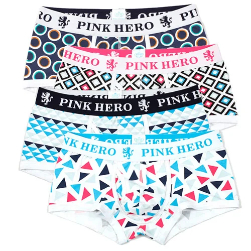 1265 4 шт./лот Pink Heroes высокого качества нижнее белье из хлопка, Для мужчин шорты-боксеры модный принт мужские трусы - Цвет: 1265