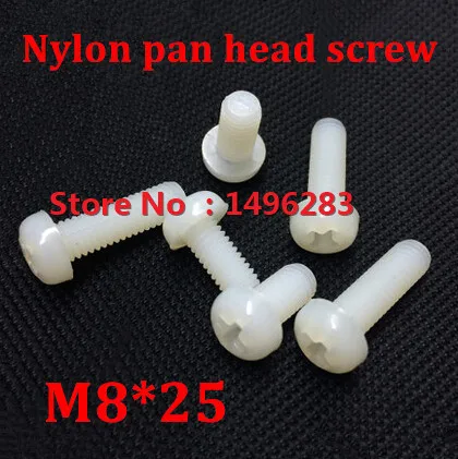 

50pcs/lot M8*25 White Nylon Pan Head Socket Screw Metric Threaded Machine Screw / Bolt