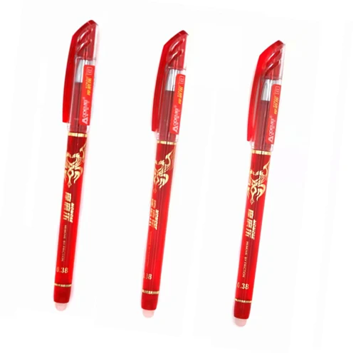 3Pcs red 3/12 шт./компл. 0,38 мм стираемая ручка моющиеся ручка синий черный, красный со стирающимися чернилами стержни для гелевых ручек стержень для школы и офиса письменные канцелярские принадлежности - Цвет: 3Pcs red