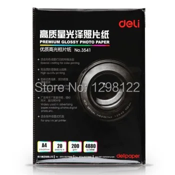 Deli 3541 Premium Glossy Photo Paper 200 г A4 20 листов в упаковке Цветной Струйный Принтер 4880