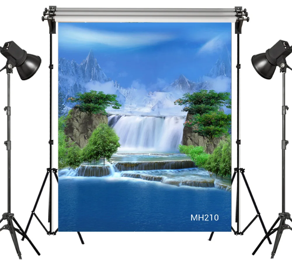 LB полиэстер и винил Сказочный водопад снег горы природа деревья студия фоны для