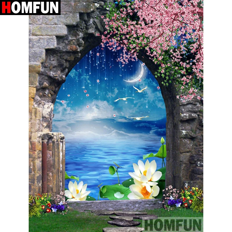Алмазная 5D картина HOMFUN A17854 сделай сам полноразмерная/круглая вышивка Цветочное