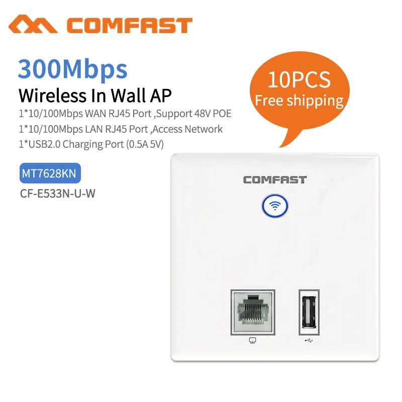 10 шт. 300 Мбит/с в стену AP Точка доступа Wi-Fi для отеля проект Поддержка AC Управление