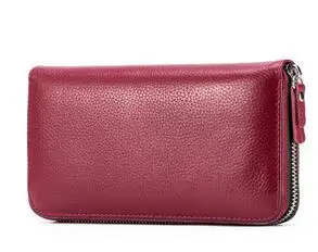 claret red Женский кошелек, кошельки для монет, держатели для карт, бренд высокого качества,, верхний слой, натуральная коровья кожа, женский длинный клатч 066 - Цвет: claret red