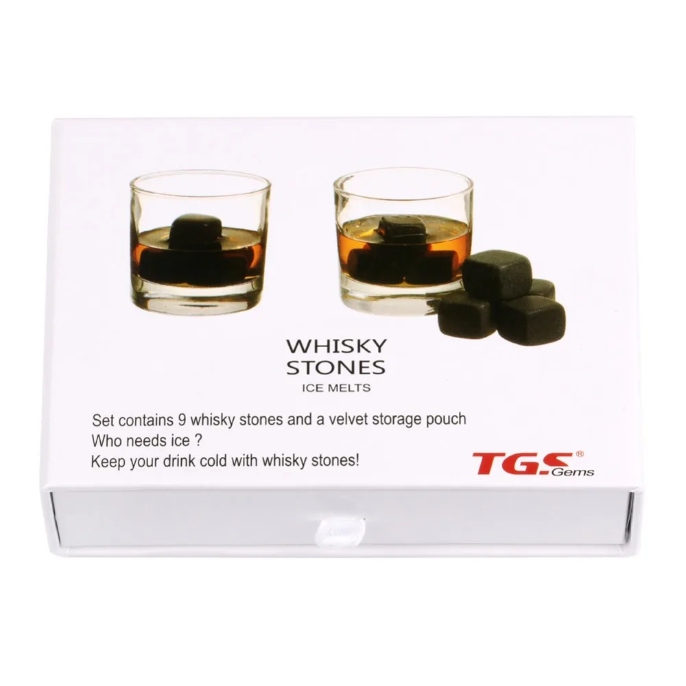 Охлаждающие камни для холодного виски 9 шт./компл. черный мраморный камень вина