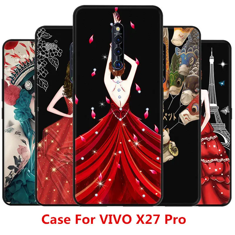 Красное платье для девочек Крышка Vivo X27 Pro ТПУ задняя крышка мобильного телефона