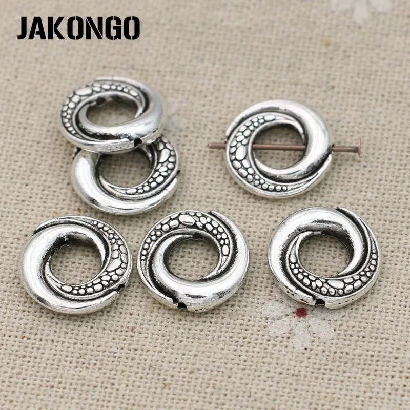 JAKONGO 10 шт. Античная Посеребренная круглая рамка из бисера для изготовления