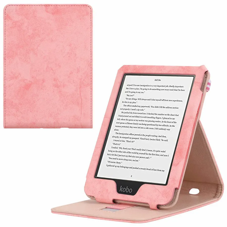 pink Ультратонкий умный кожаный чехол для KOBO Clara Clear HD, 6 дюймов,, чехол для Kobo Clara HD, чехол с функцией автоматического сна/пробуждения+ пленка+ ручка - Цвет: pink