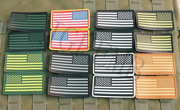 2 * шт США американский флаг 3D ПВХ нашивка Значки черный красный зеленый серый
