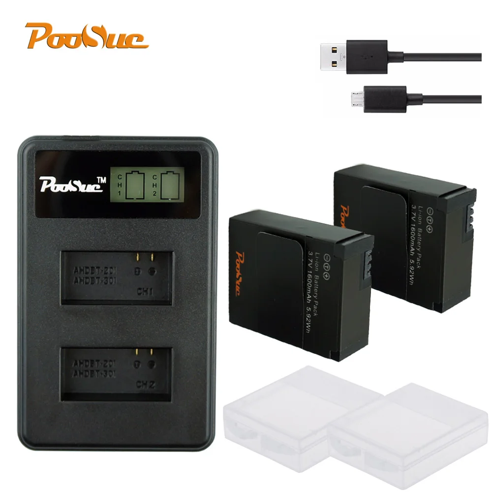 package B 3 шт. AHDBT-301 AHDBT 301 302 для GoPro Hero 3/3+ батареи+ светодиодный двойной зарядное устройство, Go Pro Hero 3 plus аккумулятор для экшн-камеры - Color: package B