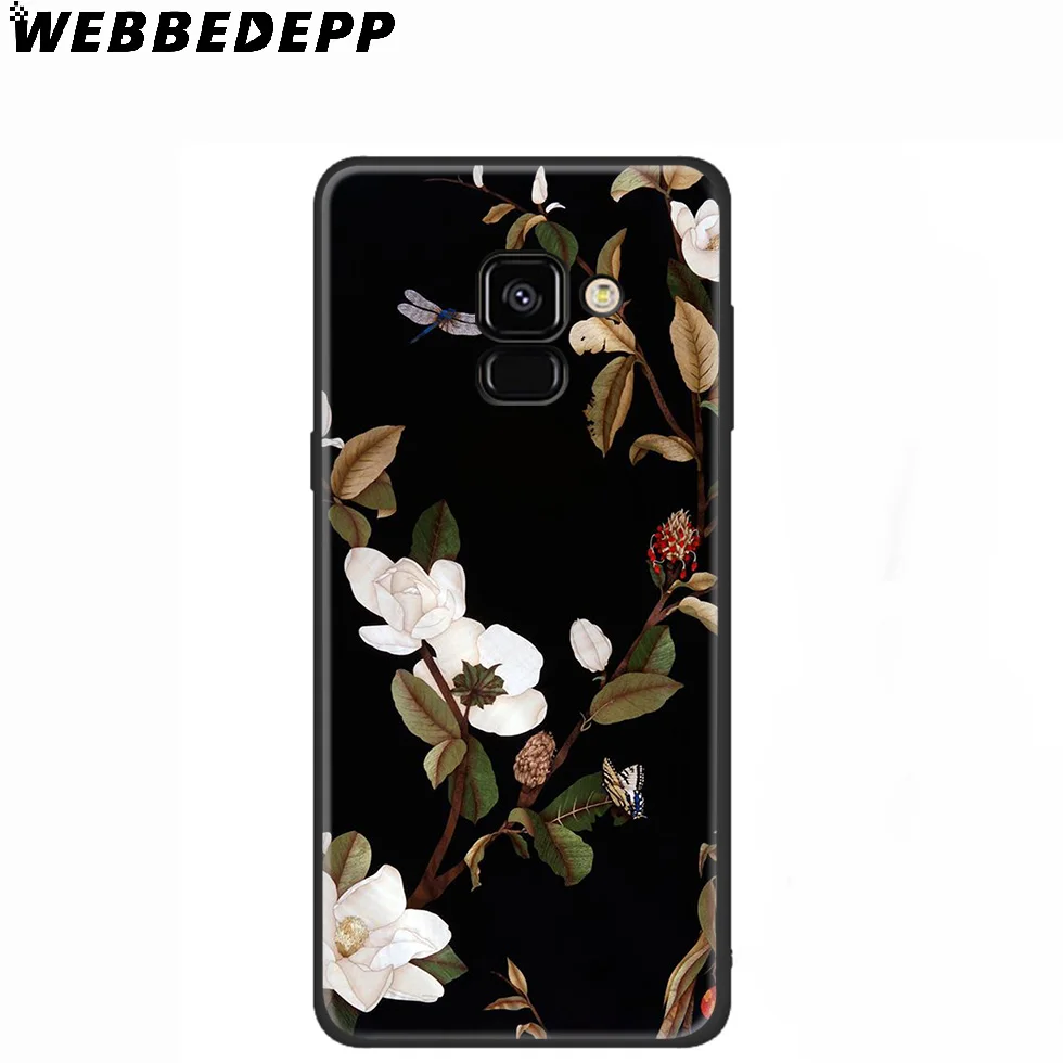 WEBBEDEPP Vintage Plant Leaf Silicone Case for Samsung Galaxy A3 A5 A6 A7 A8 A9 A10 A20 A30 A40 A50 A70 M10 M20 M30 |