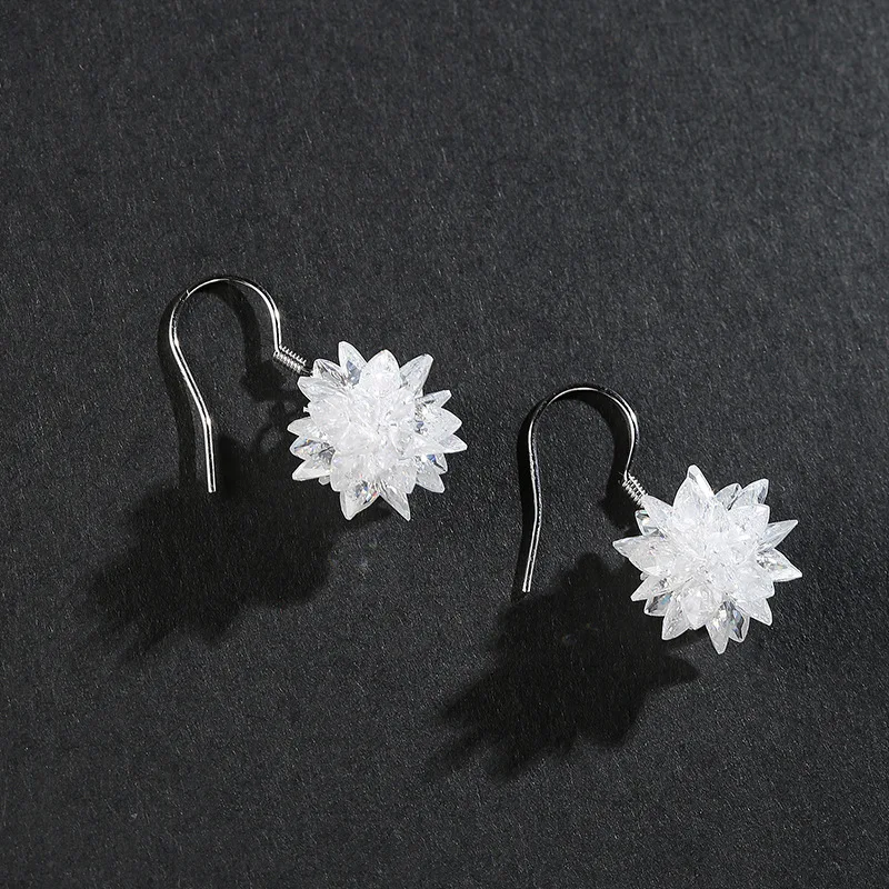 2017 новая мода высокое качество серебро 925 пробы кристалл снежинка ледяные уши