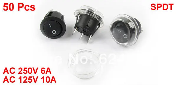 50 шт. X AC 250 В/6A 125 В/10A 3 булавки SPDT 1P2T вкл./выкл. круглый выключатель лодки с