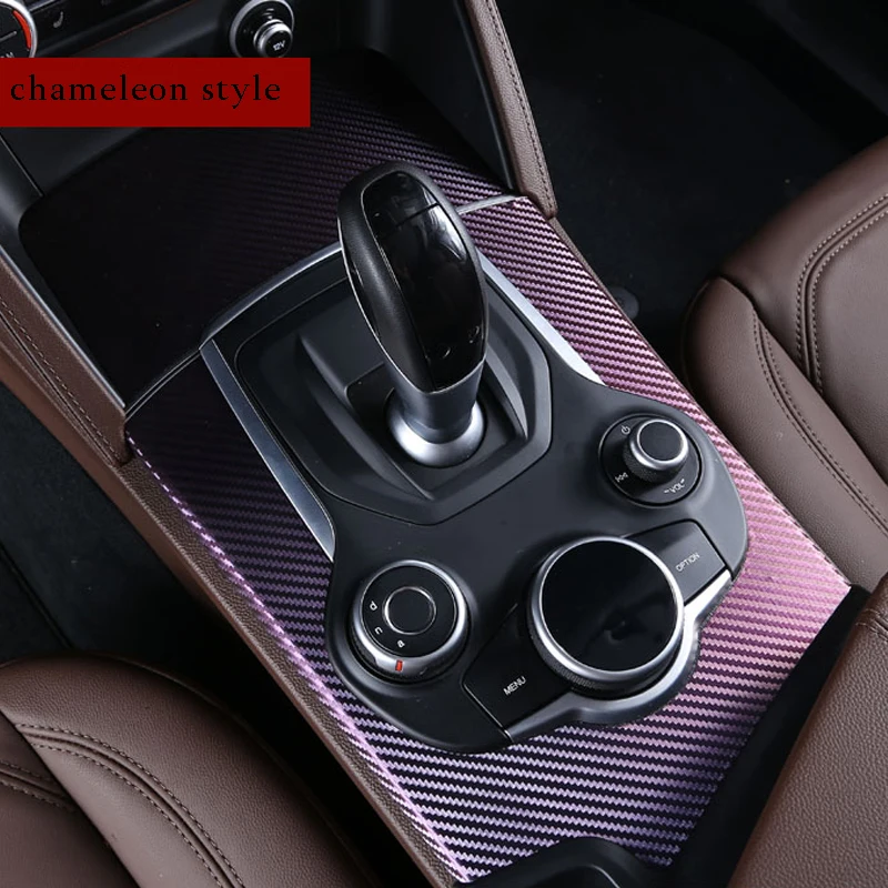 5D углеродное волокно декоративная наклейка Накладка для Alfa romeo Giulia Автомобильный интерьер центральный Контроль Переключения передач Панель автомобиля Стайлинг