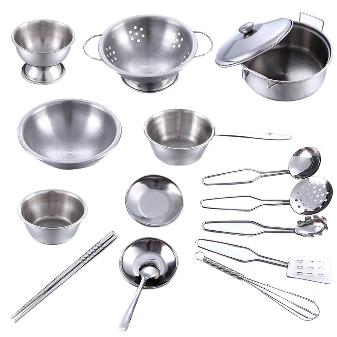 16pcs 16/25/32 шт. Нержавеющая сталь детей Кухня Игрушки Миниатюрный Пособия по кулинарии набор моделирования посуда притворяться готовить игрушка для детей, носки для мальчиков в подарок - Цвет: 16pcs