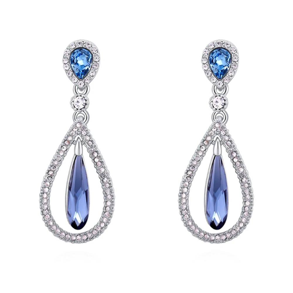 Очаровательные модные серьги-подвески с родиевым покрытием кристаллами Swarovski