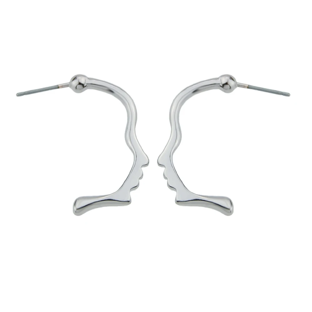 Hiphop/Rock Style Minimalist Earrings Black Silver Gold-Color Face Shape Stud For Women |