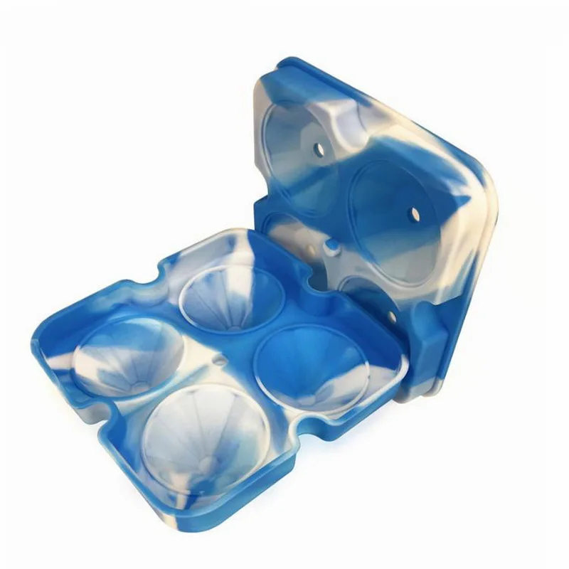 blue and white Hoomall, большой размер, 4 ячейки, форма для ледяных шариков, силиконовая форма для льда, шар, лоток для ледяной шар для виски, силиконовые формы для приготовления, вечерние, для бара - Цвет: blue and white