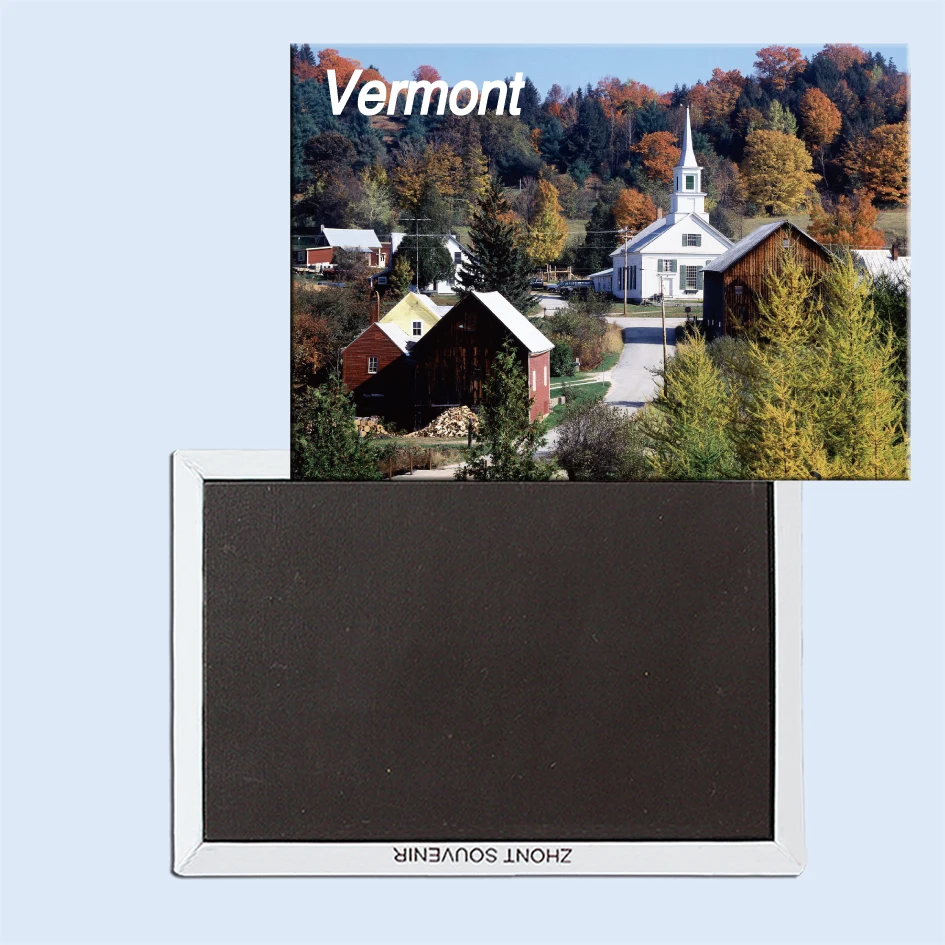 

Waits River Junction, Vermont, Magnetic Refrigerator Affixed With Tourist Souvenirs Home Accessories 24904