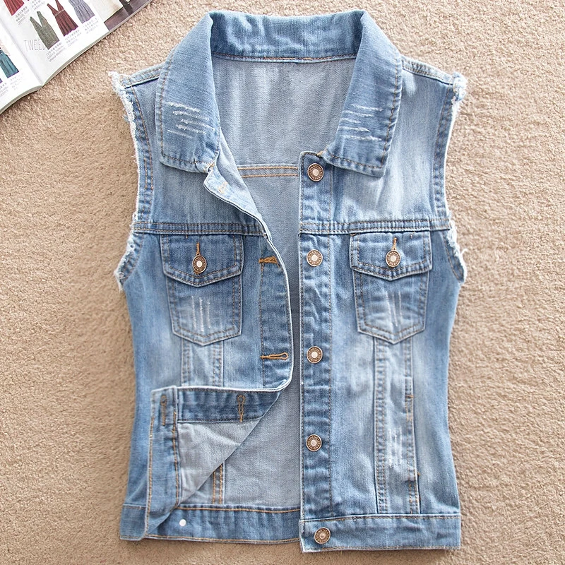 Женский блейзер винтажный без рукавов с карманами|denim vest women|brand womenvest women |