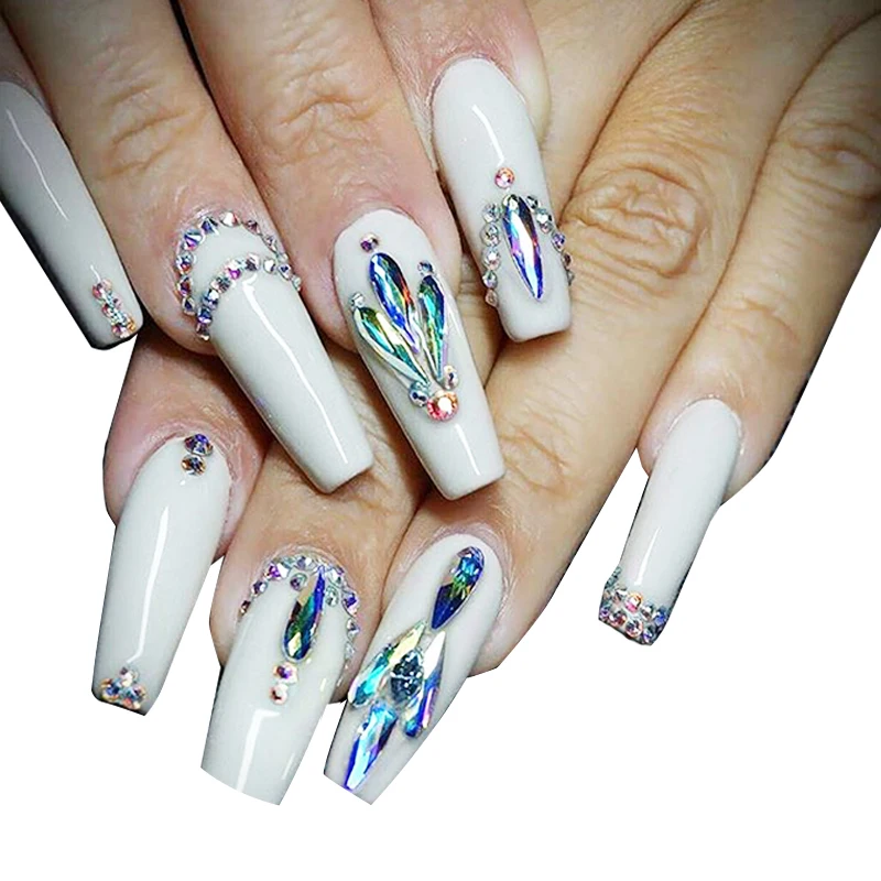 2 мм сверкающие цветные Стразы для ногтей AB мини камни с заостренным дном дизайна
